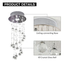 HOMCOM Crystal Chandelier, Spiral Rain Drop-Silver/Crystal
