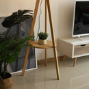 HOMCOM Floor Lamp, 154H Cm-Beige/Natural Wood Colour