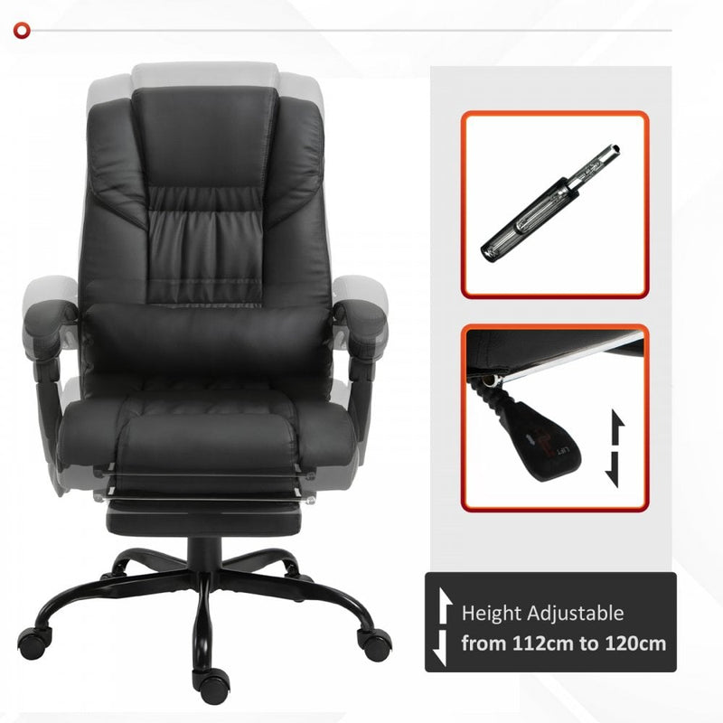 Vinsetto PU Leather Chair For Office Gaming Chair For Racing Massage Chair Electric Padded Height Angle Adjustable 5 Wheels w/Remote Comfort Masseuse Relaxation Swivel Ergonomic Black