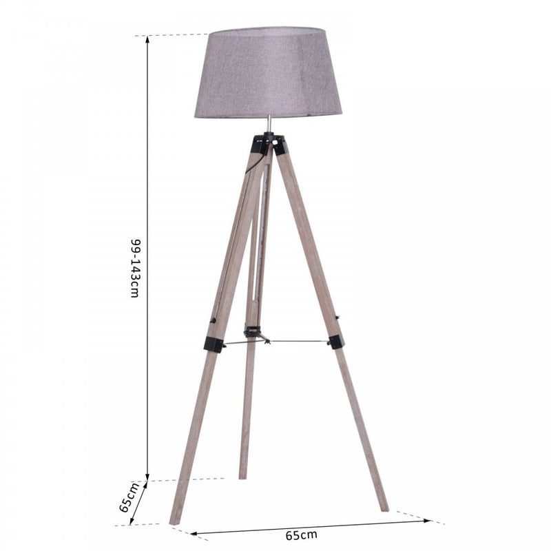 HOMCOM Floor Lamp, 99-143H cm-Grey