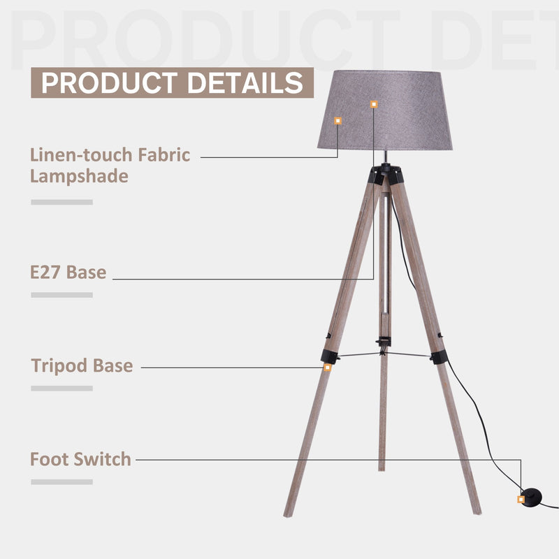 HOMCOM Floor Lamp, 99-143H cm-Grey