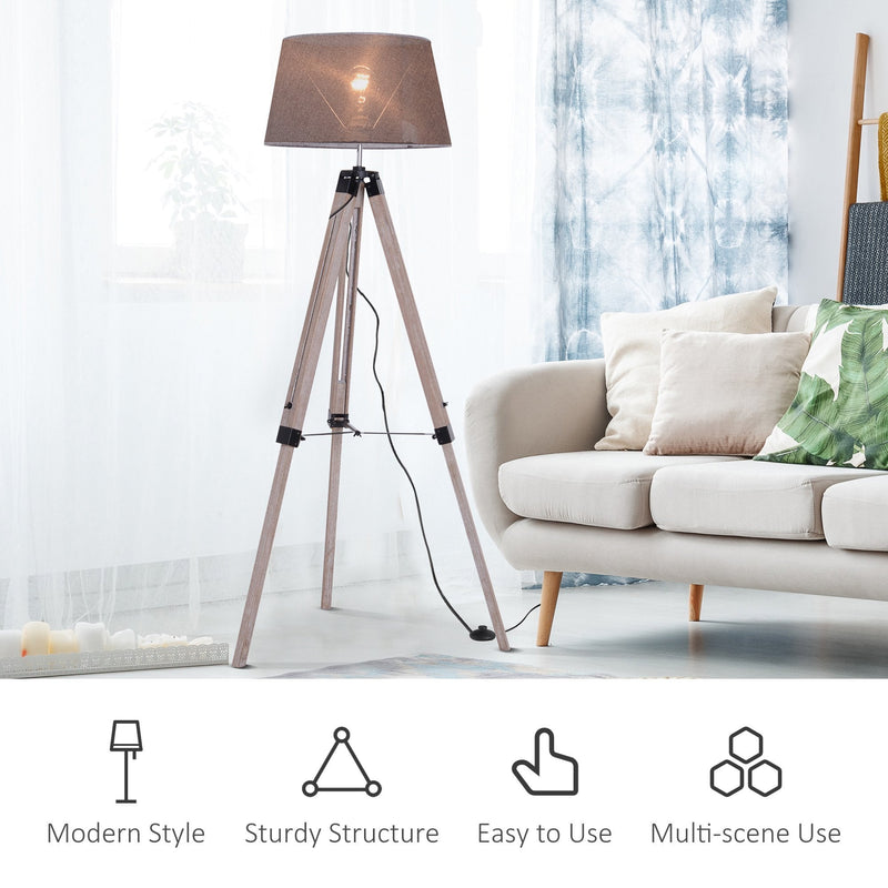 HOMCOM Floor Lamp, 99-143H cm-Grey