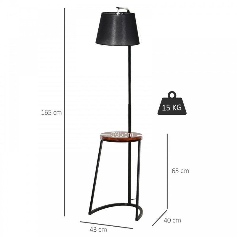 HOMCOM Steel Middle Shelf Floor Lamp Black