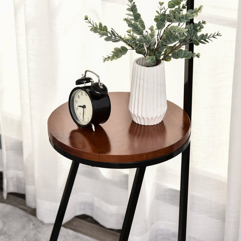 HOMCOM Steel Middle Shelf Floor Lamp Black