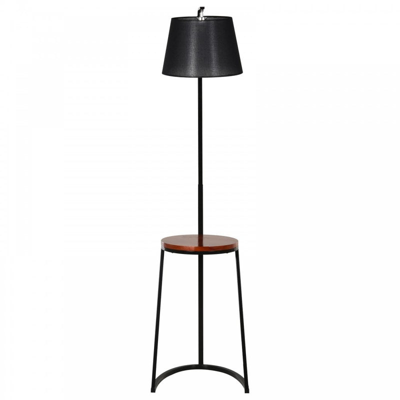 HOMCOM Steel Middle Shelf Floor Lamp Black