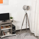 HOMCOM Pine Wood Tripod Floor Lamp Standing Lamp - Brown and Silver