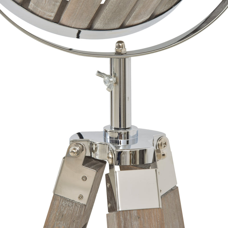 HOMCOM Pine Wood Tripod Floor Lamp Standing Lamp - Brown and Silver