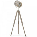 HOMCOM Pine Wood Tripod Floor Lamp Standing Lamp - Brown and Silver