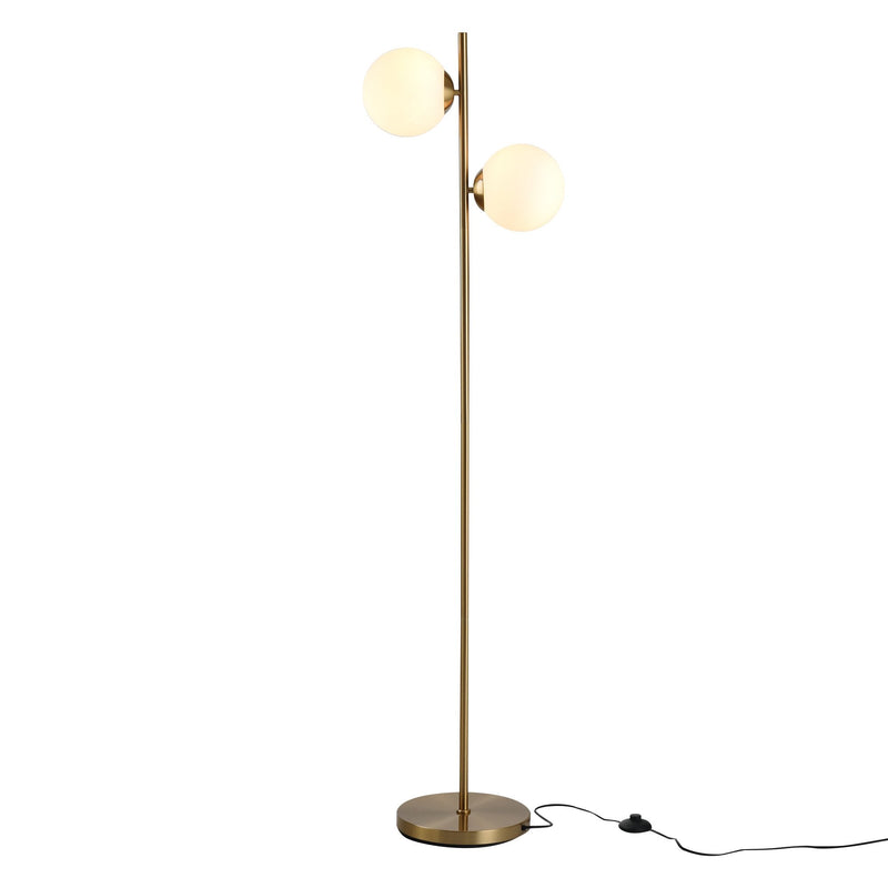 HOMCOM Steel Duo Glass Sphere Floor Lamp Gold