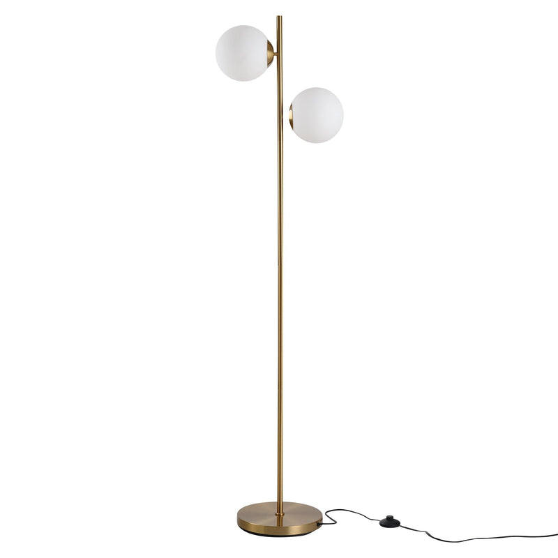 HOMCOM Steel Duo Glass Sphere Floor Lamp Gold