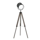 HOMCOM Pine Wood Tripod Spotlight Floor Lamp Brown/Grey