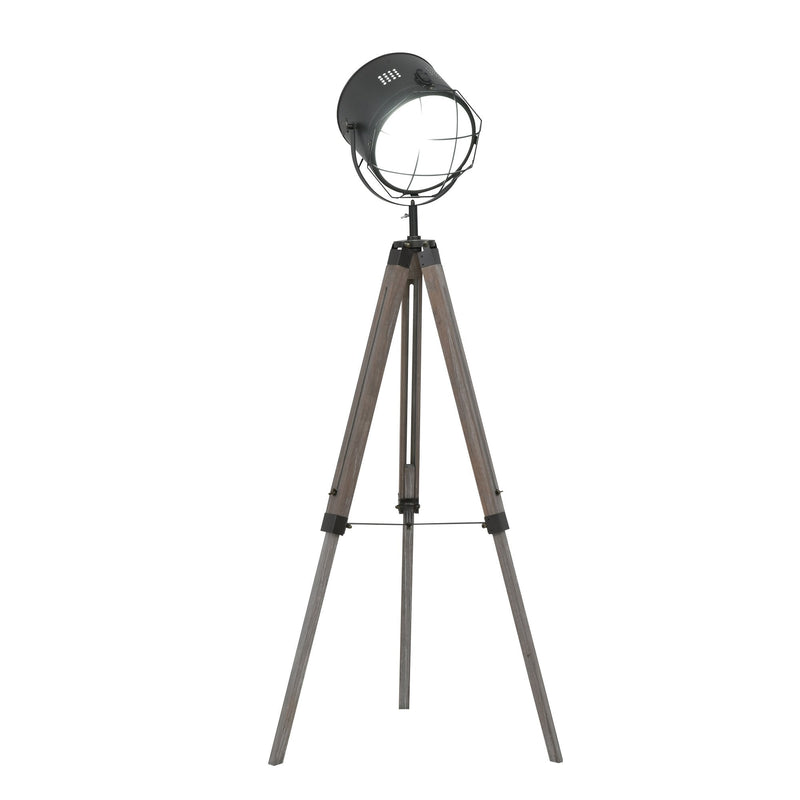 HOMCOM Pine Wood Tripod Spotlight Floor Lamp Brown/Grey