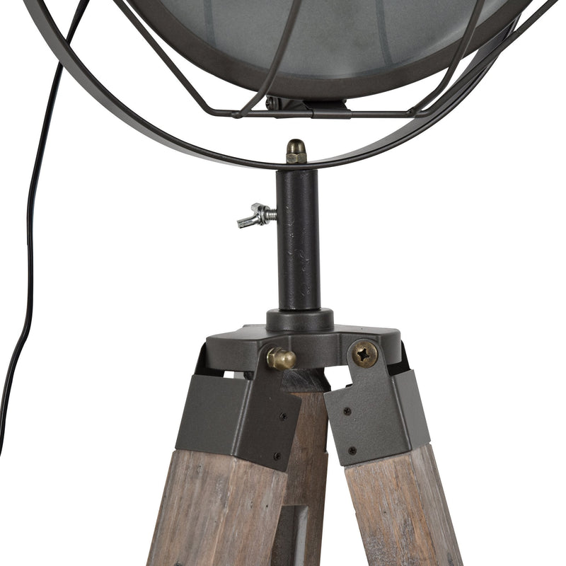 HOMCOM Pine Wood Tripod Spotlight Floor Lamp Brown/Grey