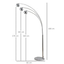 HOMCOM Steel 3-Branch Floor Lamp Silver