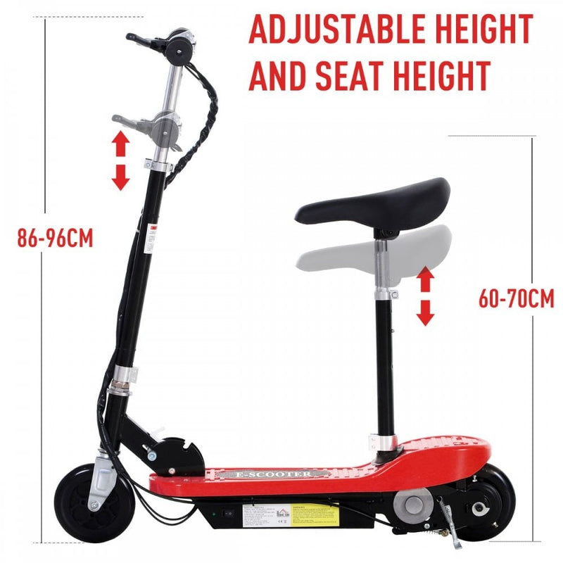 HOMCOM Kids Foldable E-Scooter W/Brake Kickstand for 7-12 Years Old -Red