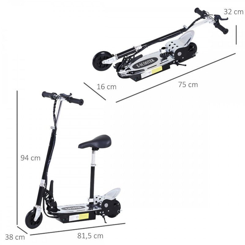 ALPINE SPIRIT Foldable E-Scooter Electric 12V Battery 120W Adjustable Ride on Outdoor Toy-Black
