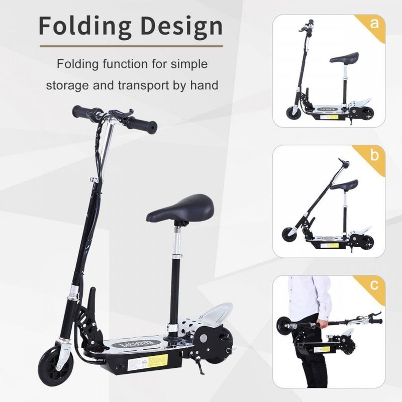 ALPINE SPIRIT Foldable E-Scooter Electric 12V Battery 120W Adjustable Ride on Outdoor Toy-Black