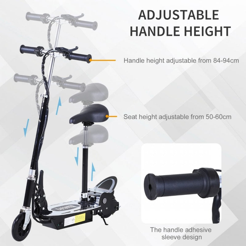 ALPINE SPIRIT Foldable E-Scooter Electric 12V Battery 120W Adjustable Ride on Outdoor Toy-Black