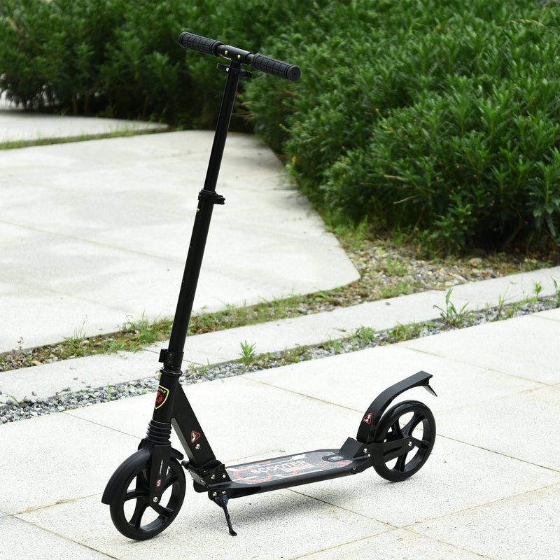 ALPINE SPIRIT Black Foldable Kick Scooter, Adjustable Height, 94L x 38W x 90-105Hcm
