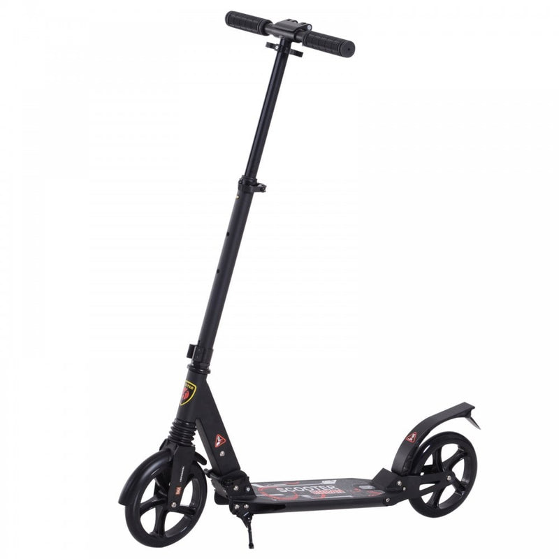 ALPINE SPIRIT Black Foldable Kick Scooter, Adjustable Height, 94L x 38W x 90-105Hcm