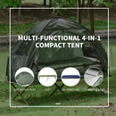 Outsunny Sleeping Bag Tent 1 person Foldable Camping Air Mattress Outdoor Hiking Picnic Bed cot Foot Pump Camp Army Green