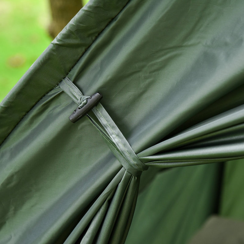 Outsunny Sleeping Bag Tent 1 person Foldable Camping Air Mattress Outdoor Hiking Picnic Bed cot Foot Pump Camp Army Green