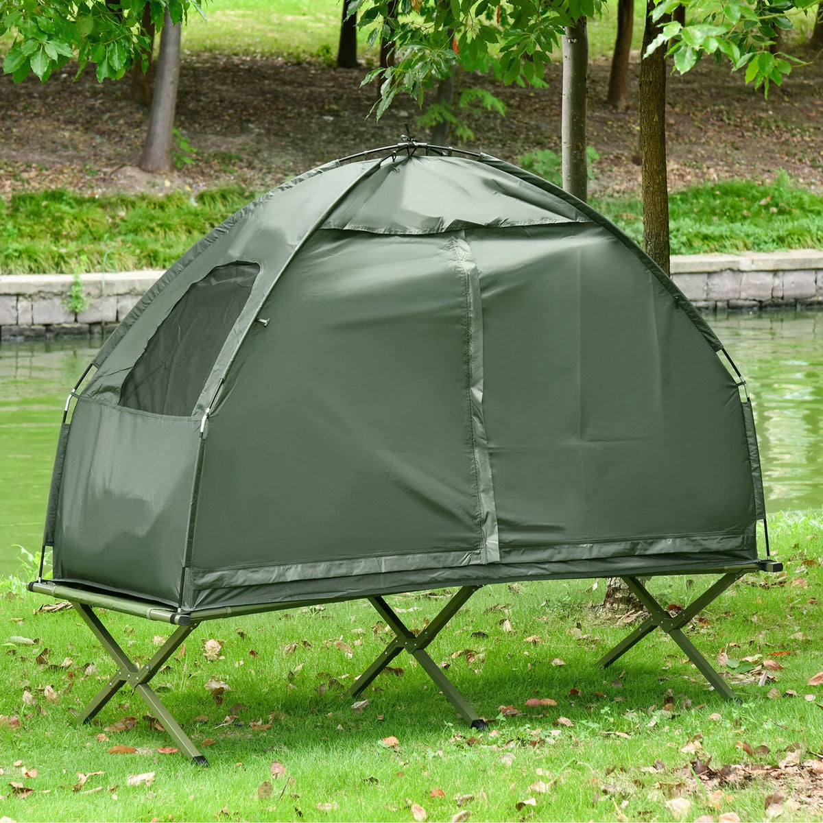 Outsunny Sleeping Bag Tent person Foldable Camping Air Mattress Outd