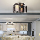 HOMCOM Chandelier  40x25H cm  Chrome/Fabric-Black