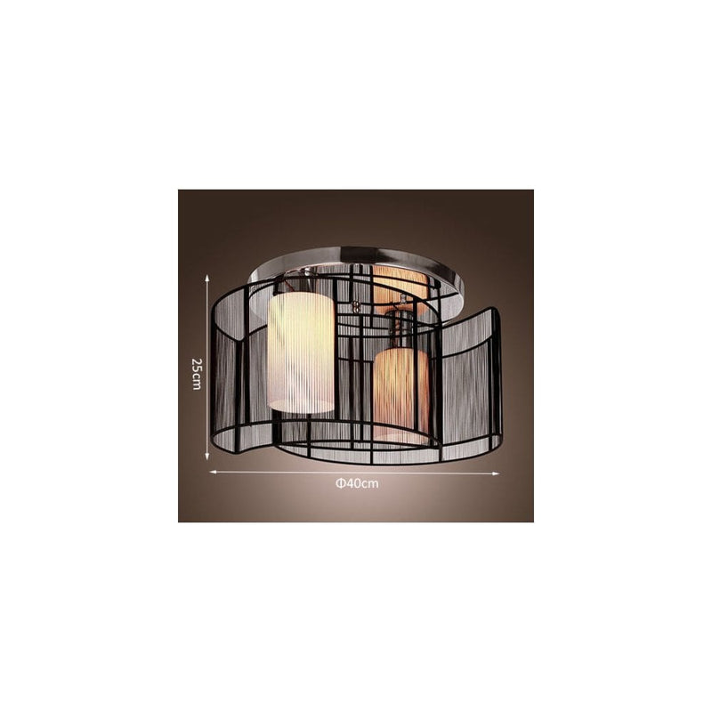 HOMCOM Chandelier  40x25H cm  Chrome/Fabric-Black