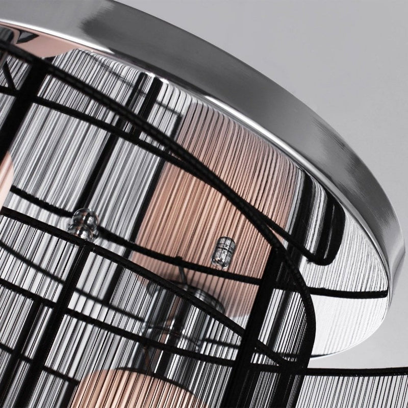 HOMCOM Chandelier  40x25H cm  Chrome/Fabric-Black