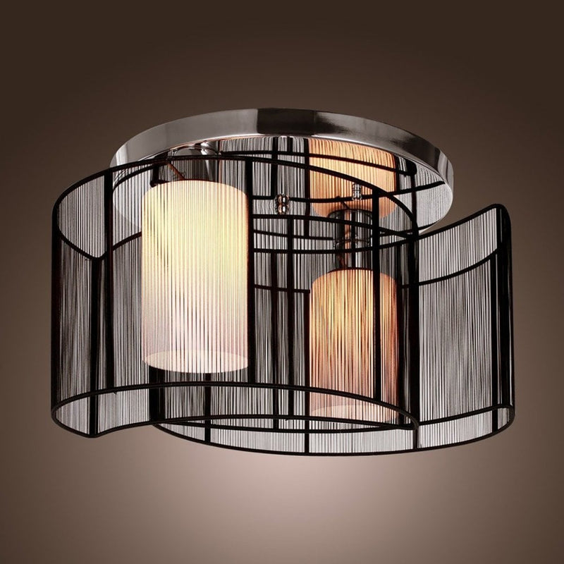 HOMCOM Chandelier  40x25H cm  Chrome/Fabric-Black
