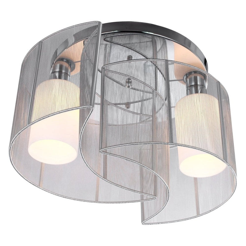 HOMCOM Modern Design Mini Style Flush Mount Ceiling Light with Flush Metal Finish Chandelier for Hallway, Dining Room, Living Room - White