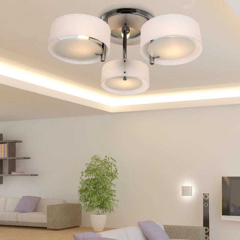 HOMCOM 3 Lights Acrylic Lamp Light Indoor Pendant Chandelier Flush Mount Office Living Room Bedroom-White