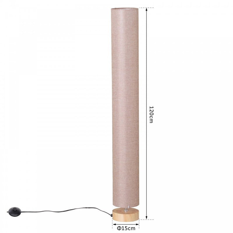 HOMCOM 120H cm Wooden Base Floor Lamp W/Linen Fabric-Cream White |