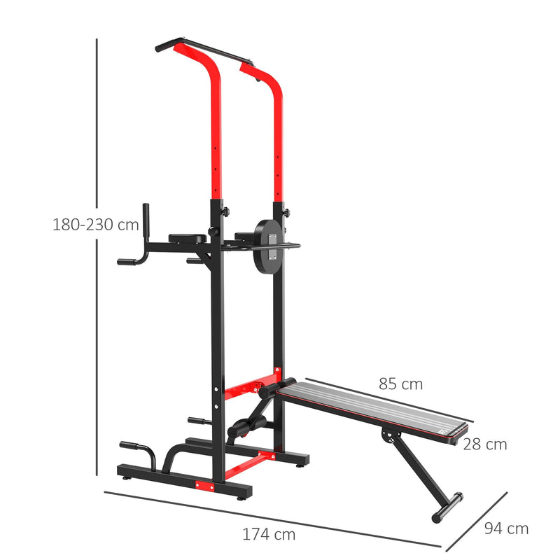 Pull Up Bar Power Tower Station for Home Gym Traning Workout Equipment With Sit Up Bench