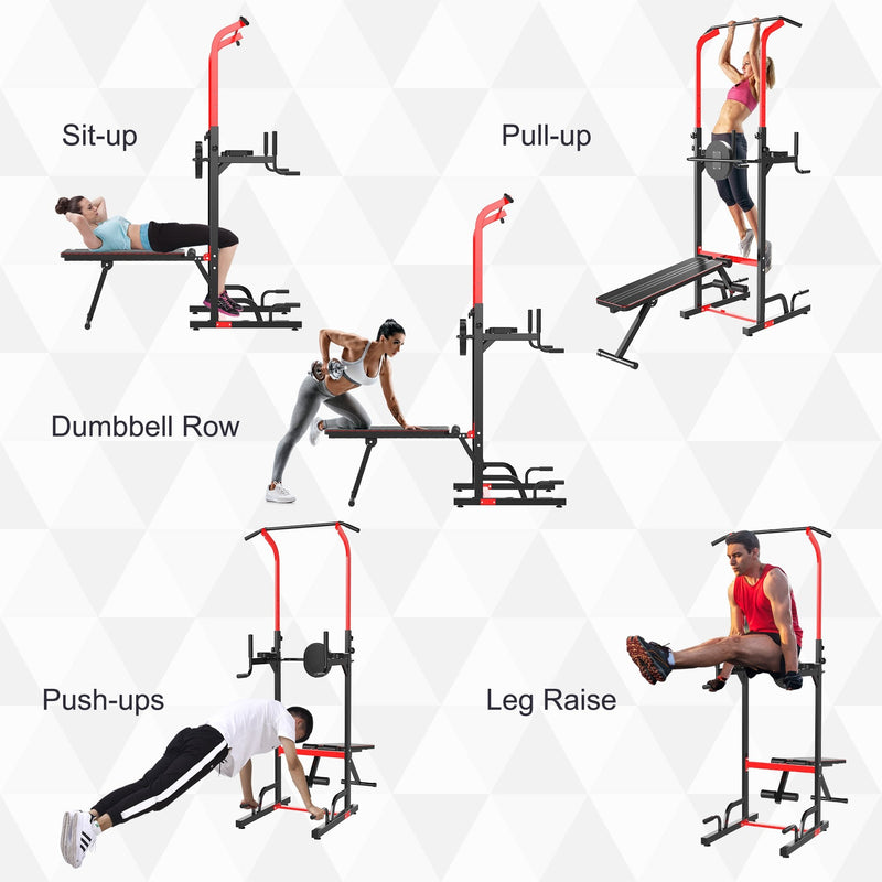 Pull Up Bar Power Tower Station for Home Gym Traning Workout Equipment With Sit Up Bench