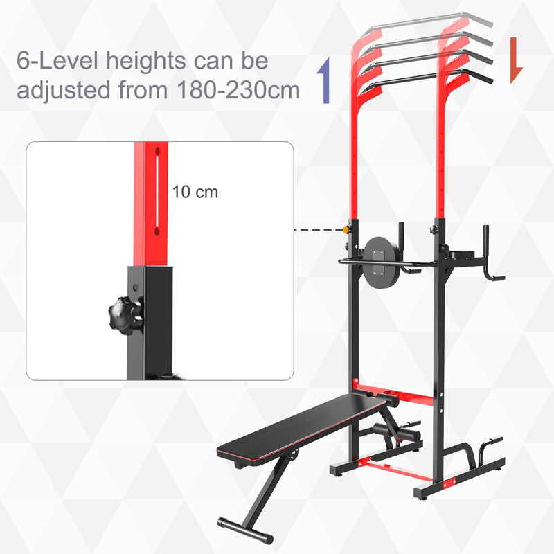 Pull Up Bar Power Tower Station for Home Gym Traning Workout Equipment With Sit Up Bench