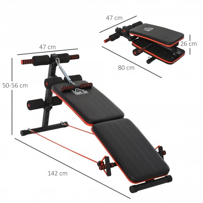 Steel Foldable Home Core Workout Bench Red/Black
