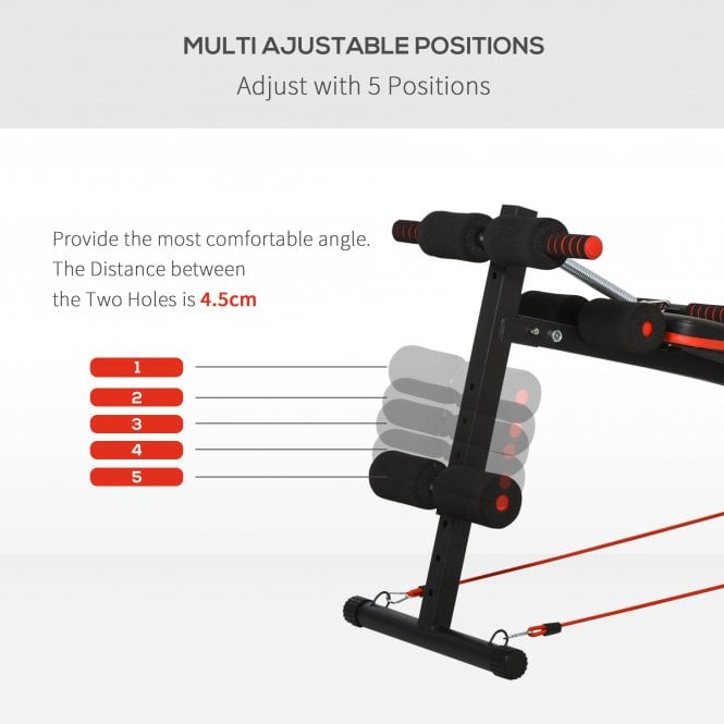 Steel Foldable Home Core Workout Bench Red/Black