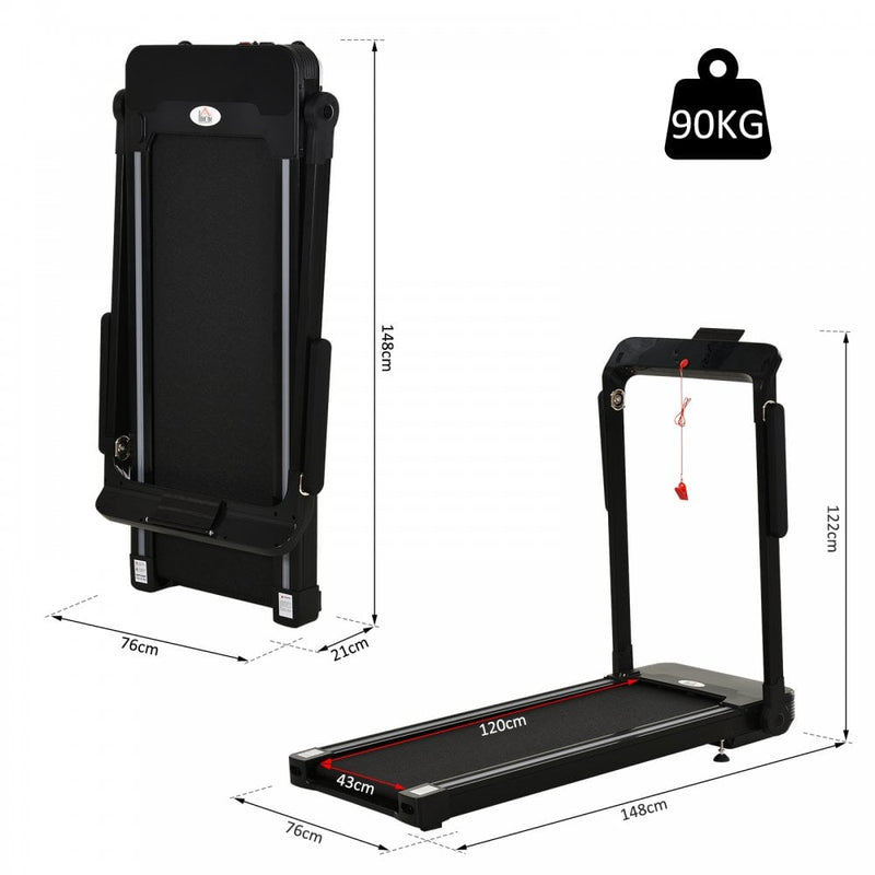 600W Foldable Steel Motorised Treadmill Black