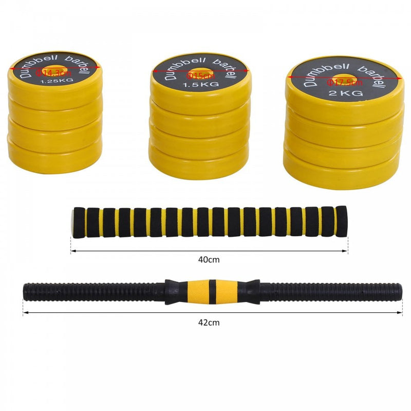 20KGS Dumbbell & Barbell  Adjustable Set Plate Bar Clamp Rod Home Gym Sports Area Exercise Ergonomic Fitness