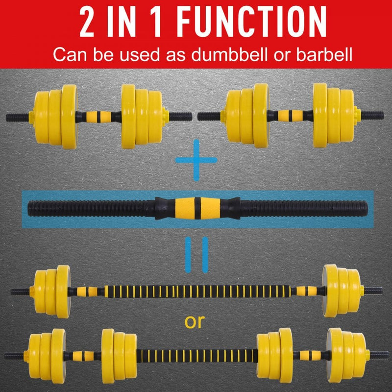20KGS Dumbbell & Barbell  Adjustable Set Plate Bar Clamp Rod Home Gym Sports Area Exercise Ergonomic Fitness