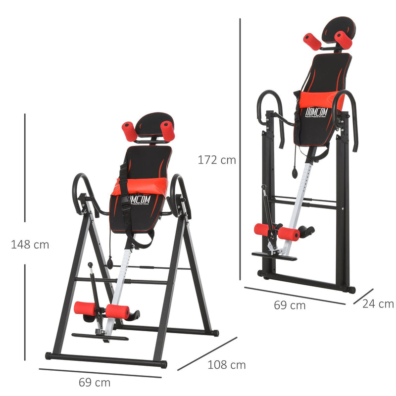 Steel Adjustable Pain Relief Gravity Inversion Table Red/Black