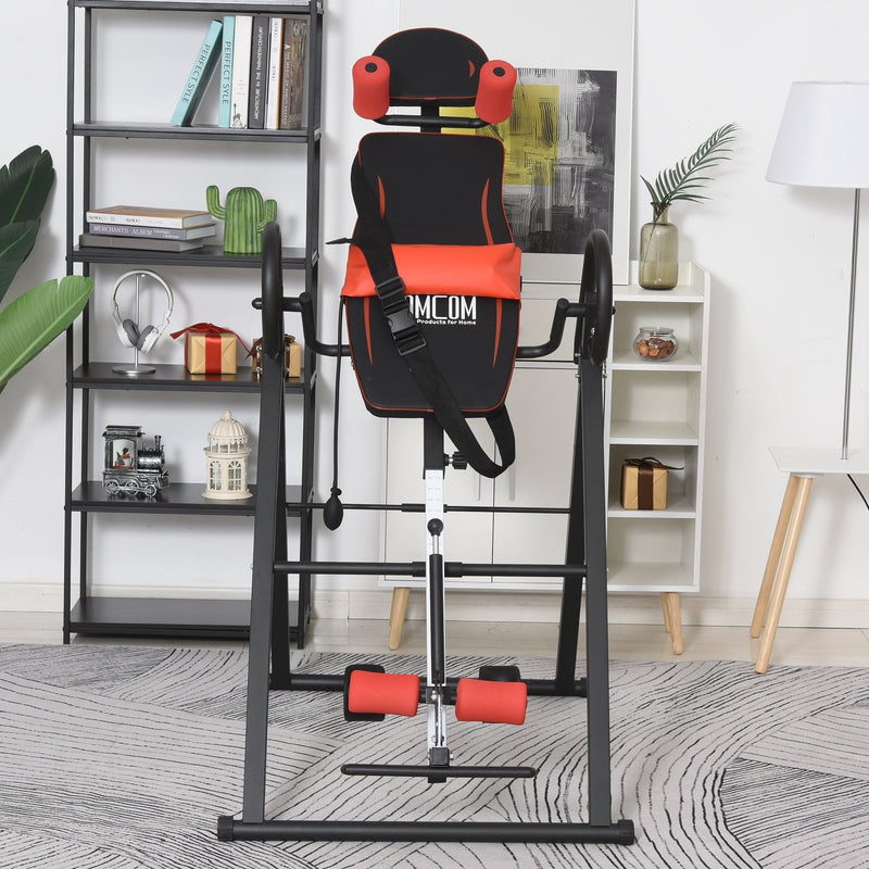 Steel Adjustable Pain Relief Gravity Inversion Table Red/Black