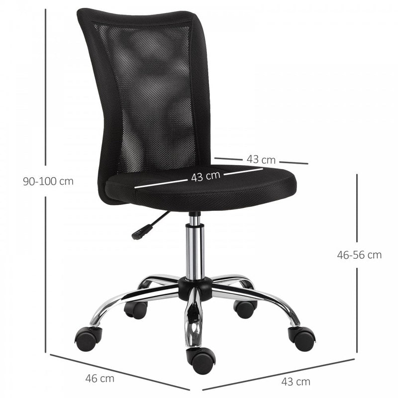 Vinsetto Mesh Ergonomic Home Office Chair w/ Wheels Black