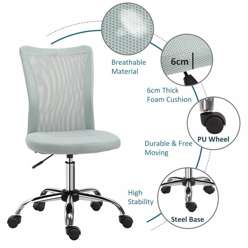 Vinsetto Mesh Ergonomic Home Office Chair w/ Wheels Grey