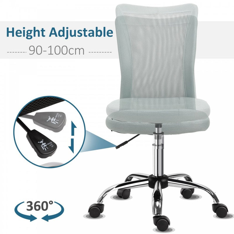 Vinsetto Mesh Ergonomic Home Office Chair w/ Wheels Grey