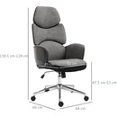 Vinsetto Padded Linen Ergonomic Home Office Chair w/ Wheels Grey