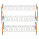 MDF 3-Tier Slatted Shoe Rack Brown/White