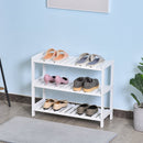 MDF 3-Tier Slatted Shoe Rack White